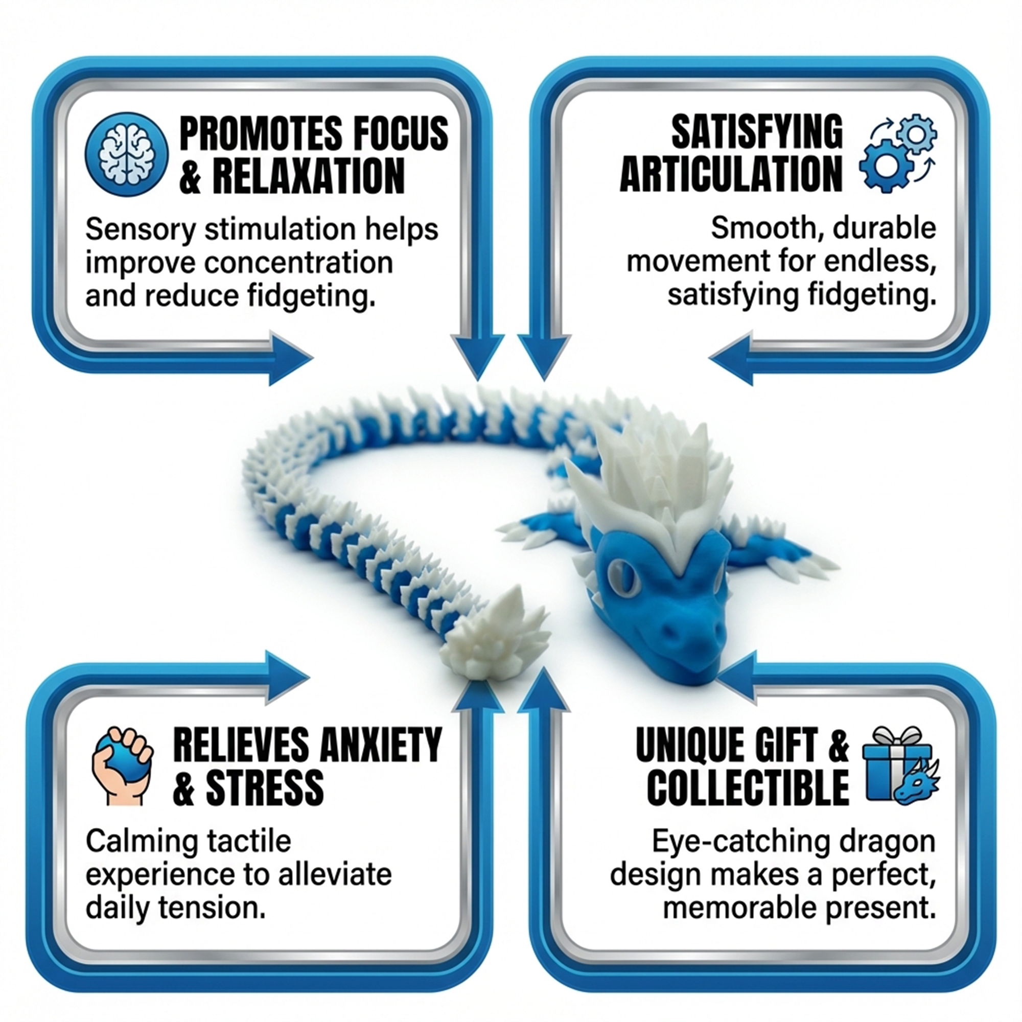 Blue Articulated Dragon Large - 130g, 60cm