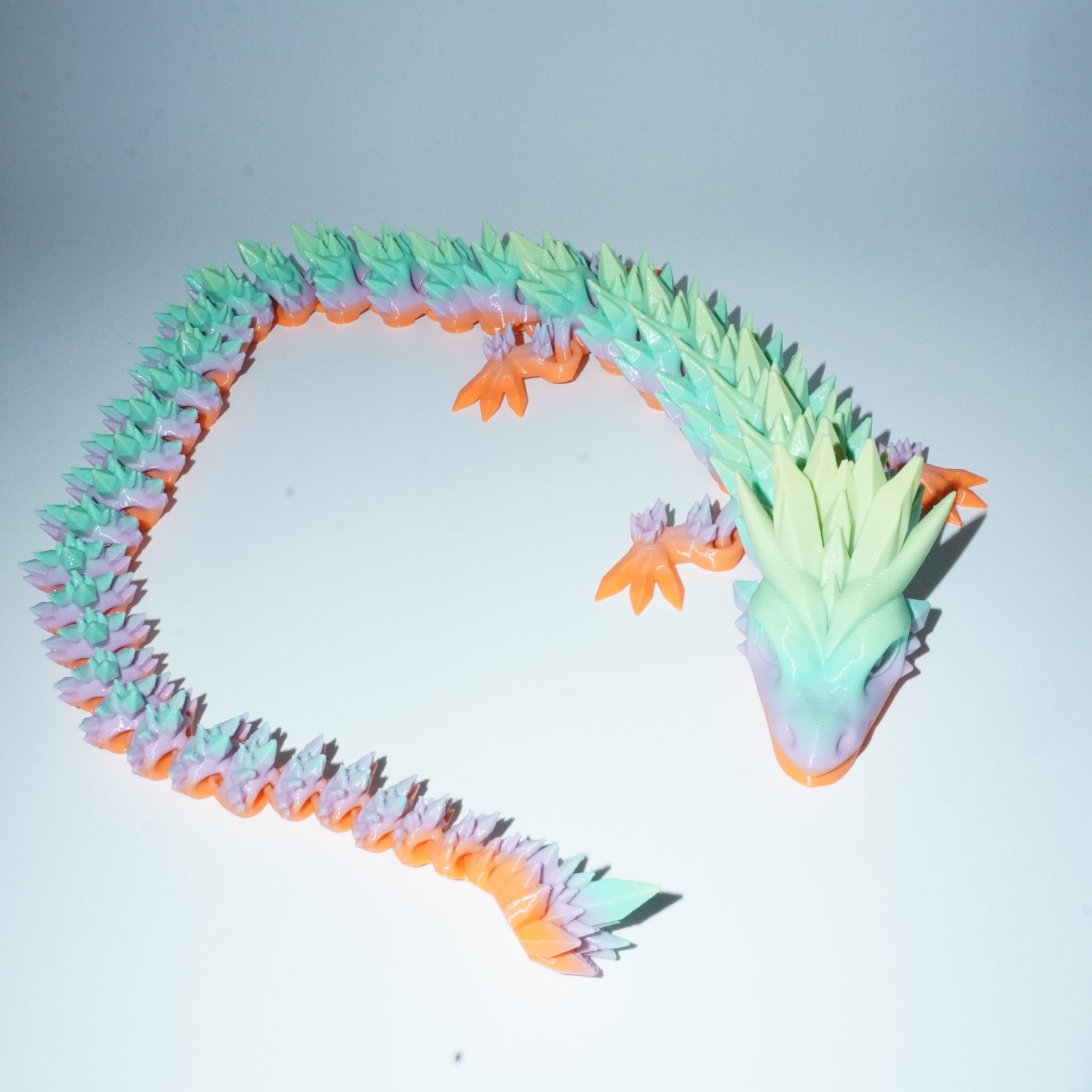 Green/Blue/Orange Articulated Dragon Large - 130g, 60cm