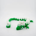 Green and White Articulated Dragon Medium - 80g, 45cm