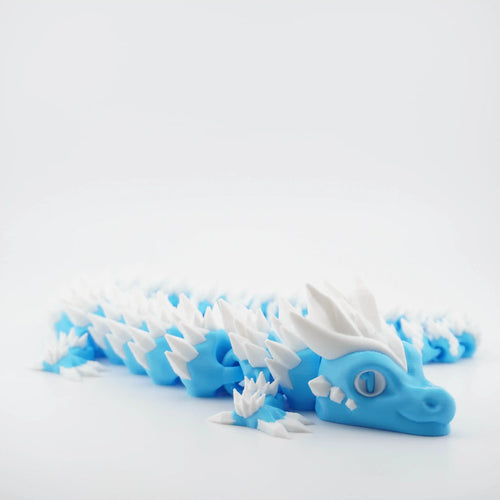 Cyan and White Articulated Dragon Large - 130g, 60cm