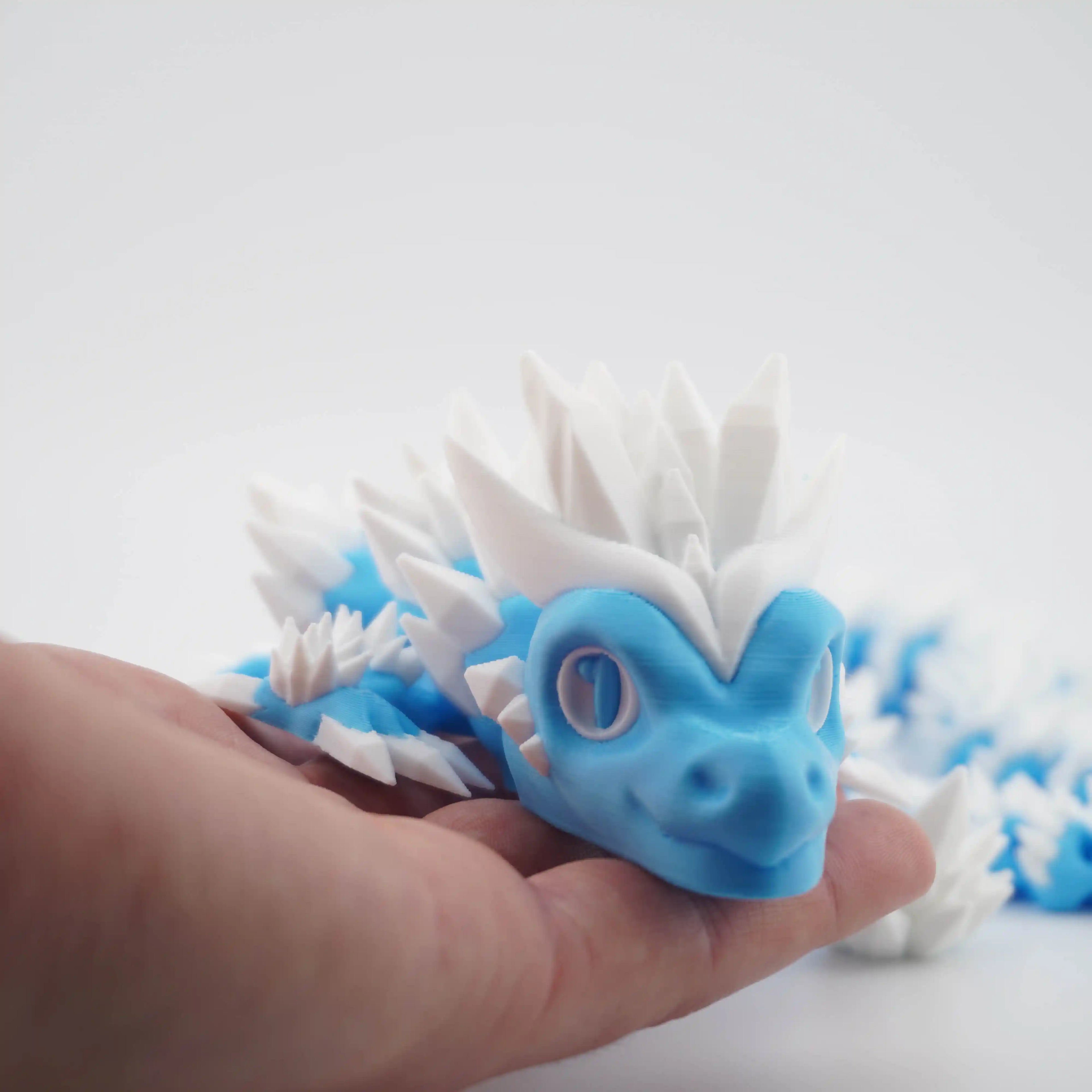 Cyan and White Articulated Dragon Large - 130g, 60cm