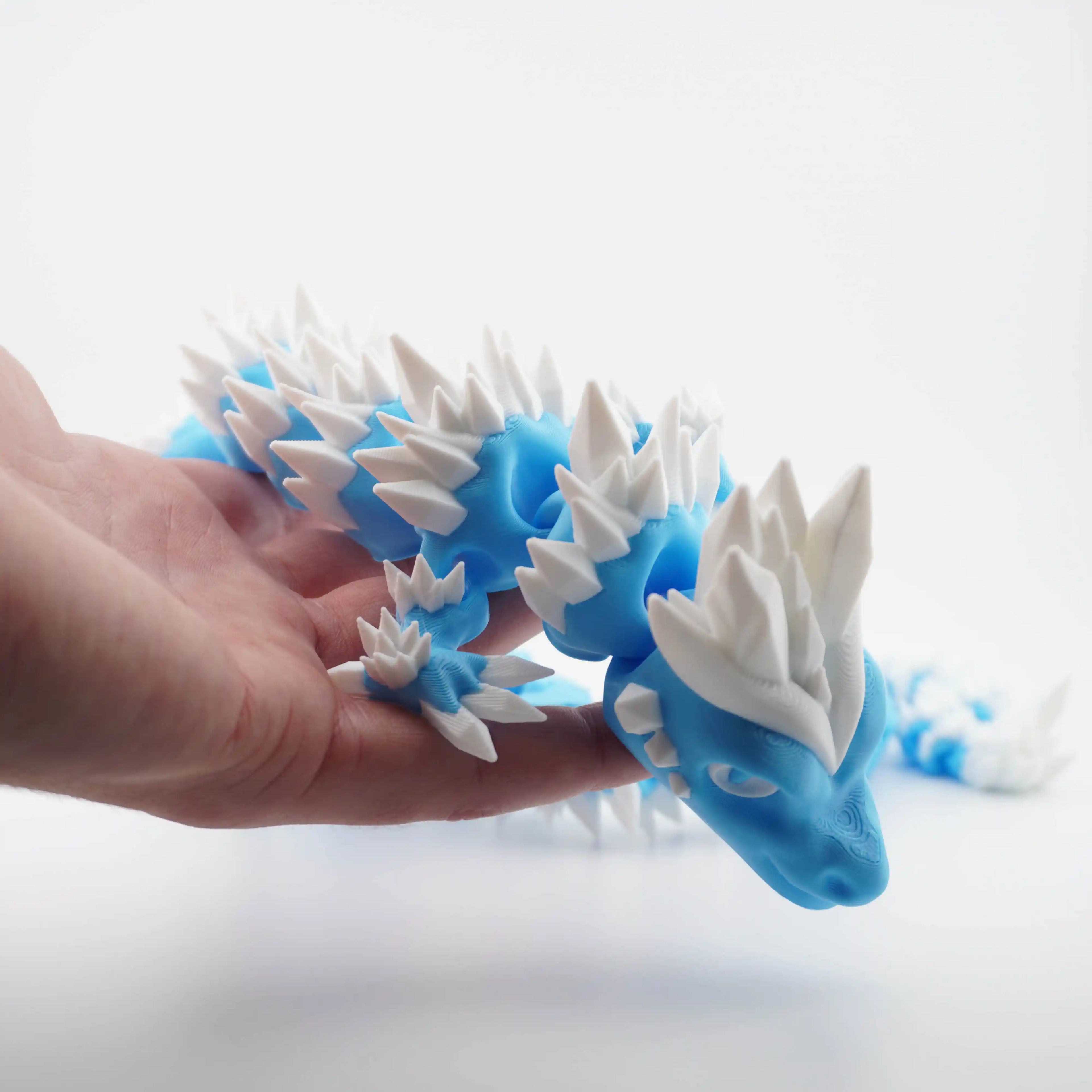 Cyan and White Articulated Dragon Large - 130g, 60cm